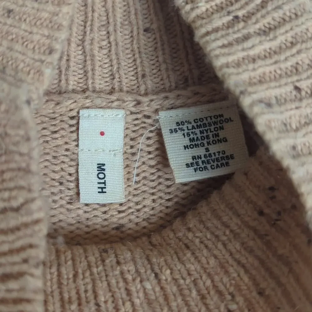 '90s/Y2k Mock Neck Lambswool Knit Sweater Button Sleeve Detail Women's Size S